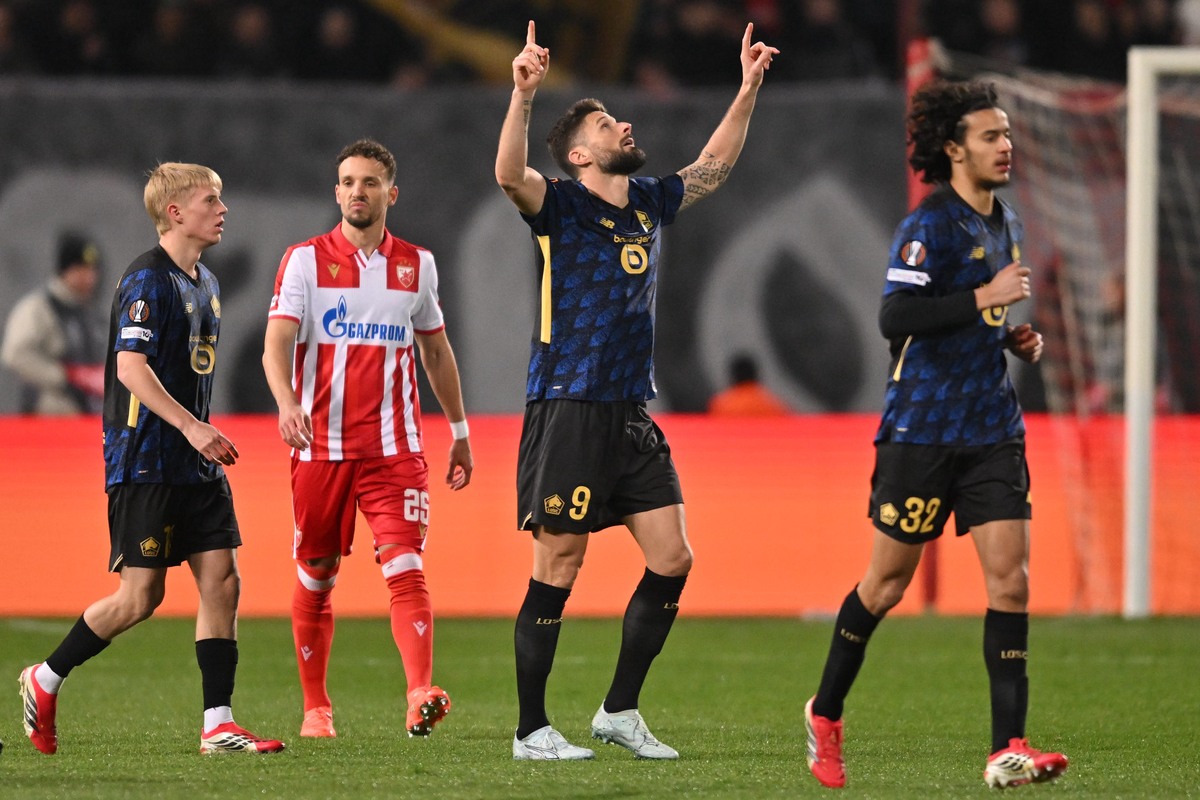 fudbaler Lila na utakmici UEFA Lige Evropa protiv Crvene zvezde na stadionu Rajko Mitic, Beograd 26.02.2026. godine Foto: Marko Metlas Fudbal, Crvena zvezda, UEFA Liga Evropa, LOSC Lil