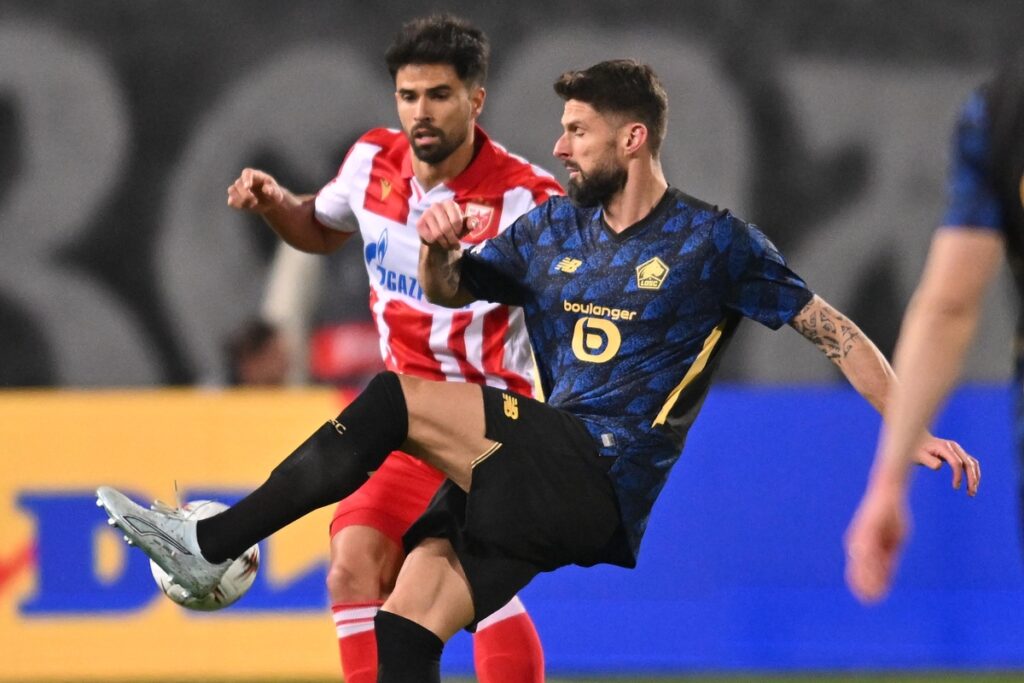 fudbaler Lila na utakmici UEFA Lige Evropa protiv Crvene zvezde na stadionu Rajko Mitic, Beograd 26.02.2026. godine Foto: Marko Metlas Fudbal, Crvena zvezda, UEFA Liga Evropa, LOSC Lil