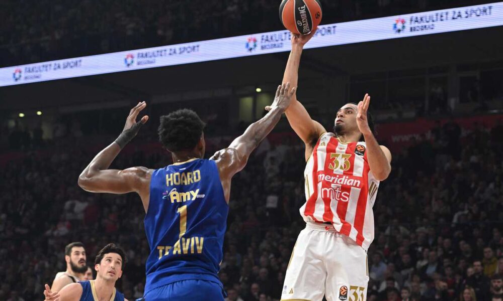kosarkas Crvene zvezde na utakmici Evrolige protiv Makabija Tel Aviv u hali Beogradska arena, Beograd 06.02.2026. godine Foto: Marko Metlas Kosarka, Crvena zvezda, Evroliga, Makabi Tel Aviv