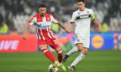 fudbaler Crvene zvezde na utakmici Superlige Prvenstva Srbije protiv Partizana na stadionu Rajka Mitica, Beograd, 22.02.2026. godine Foto: Marko Metlas Fudbal, Crvena zvezda, Superliga Prvenstvo Srbije, Partizan