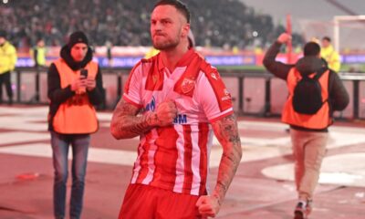 fudbaler Crvene zvezde na utakmici Superlige Prvenstva Srbije protiv Partizana na stadionu Rajka Mitica, Beograd, 22.02.2026. godine Foto: Marko Metlas Fudbal, Crvena zvezda, Superliga Prvenstvo Srbije, Partizan