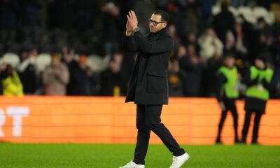 Chelsea's head coach Liam Rosenior walks off the pitch after the English FA Cup fourth round soccer match between Hull City and Chelsea in Hull, England, Friday, Feb. 13, 2026. (AP Photo/Jon Super)