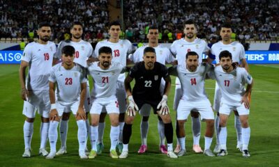 FILE - Irans's players pose for a team photo before an Asian group A qualifying soccer match against North Korea for the 2026 World Cup, June 10, 2025, at Azadi Stadium in Tehran, Iran. (AP Photo/Vahid Salemi, file)