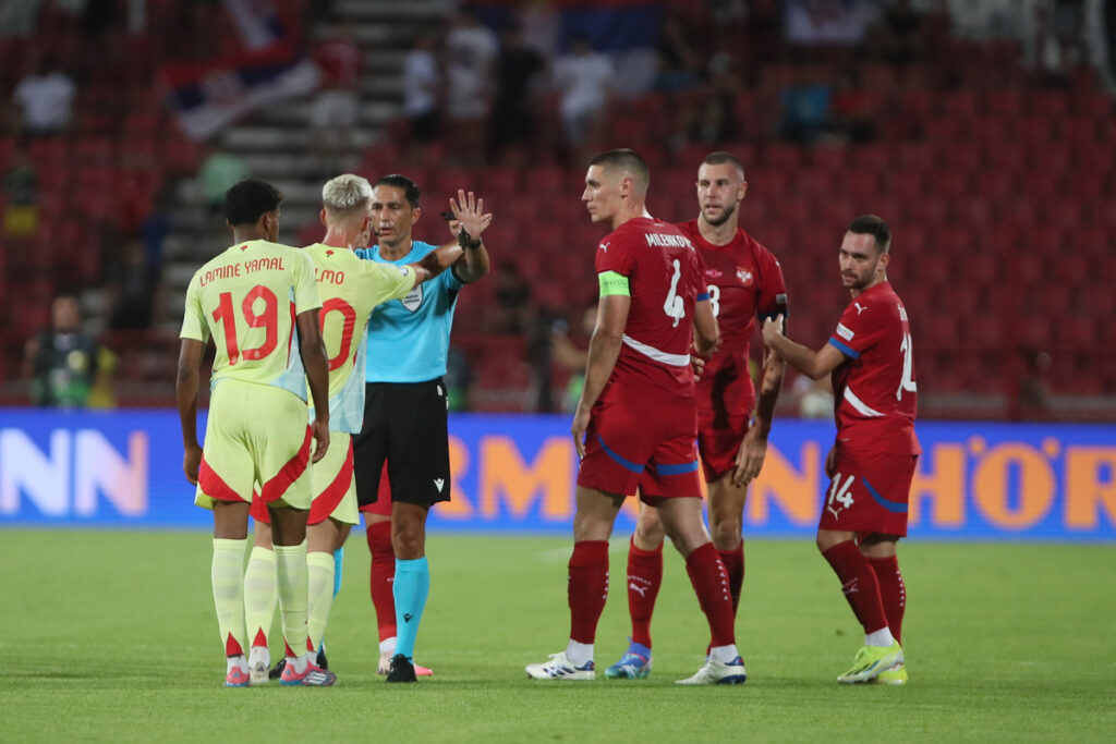 NIKOLA MILENKOVIC fudbaler reprezentacije Srbije na utakmici UEFA Lige Nacija protiv Spanije na stadionu Rajko Mitic, Beograd 05.09.2024. godine Foto: Ivica Veselinov FUDBAL, FOOTBALL, SRBIJA, SERBIA, UEFA NATIONS LEAGUE, UEFA LIGA NACIJA, SPANIJA, SPAIN