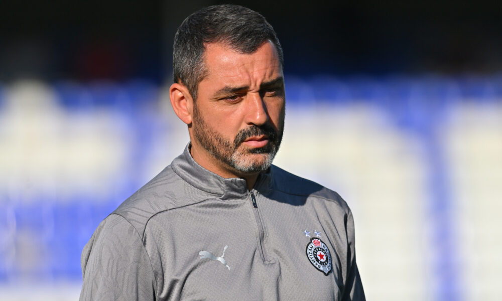 DJORDJIJE CETKOVIC pomocni trerner fudbalera Partizana na utakmici Superlige Prvenstva Srbije protiv Mladosti Lucani na stadionu Mladosti, Lucani 17.05.2025. godine Foto: Marko Metlas Fudbal, Partizan, Superliga Prvenstvo Srbije, Mladost Lucani