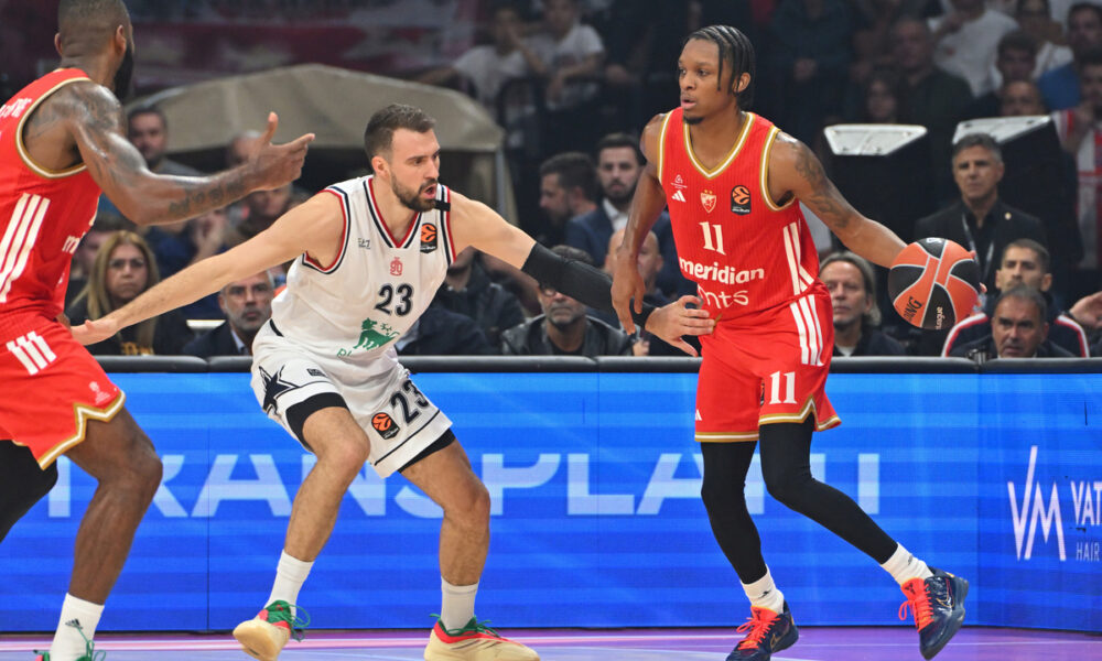 TYSON CARTER Tajson Karter kosarkas Crvene zvezde na utakmici Evrolige protiv Armani Olimpija Milano u hali Beogradska arena, Beograd 30.09.2025. godine Foto: Marko Metlas Kosarka, Crvena zvezda, Evroliga, Armani Olimpija Milano