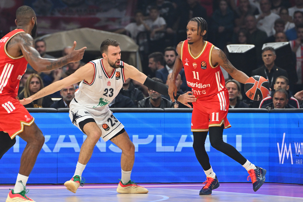 TYSON CARTER Tajson Karter kosarkas Crvene zvezde na utakmici Evrolige protiv Armani Olimpija Milano u hali Beogradska arena, Beograd 30.09.2025. godine Foto: Marko Metlas Kosarka, Crvena zvezda, Evroliga, Armani Olimpija Milano
