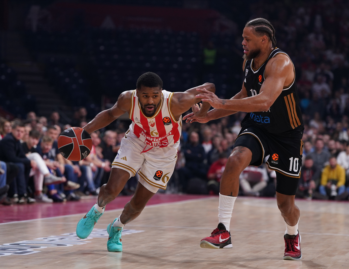 JARED BUTLER Dzared Batler, kosarkas Crvene zvezde, na utakmici Evrolige protiv Dubaia, u Beogradskoj areni. Beograd, 30.01.2026. foto: MN Press / ds Kosarka, Euroleague, Crvena zvezda, Dubai, Fudbal