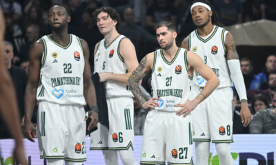JERIAN GRANT Dzerajan Gant, CEDI OSMAN, VASSILIS TOLIOPOULOS Vasilis Toliopulos , RICHAUN HOLMES Ricon Holms kosarkasi Panatinikosa Atina na utakmici Evrolige protiv Partizana u hali Beogradska arena, Beograd 05.02.2026. godine Foto: Marko Metlas Kosarka, Partizan, Evroliga, Panatinaikos Atina
