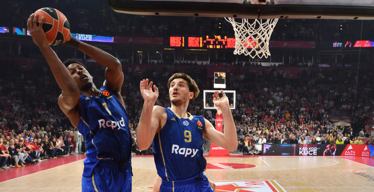 JAYLEN HOARD Dzejlen Hord i ROMAN SORKIN kosarkasi Makabija Tel Aviv na utakmici Evrolige protiv Crvene zvezde u hali Beogradska arena, Beograd 06.02.2026. godine Foto: Marko Metlas Kosarka, Crvena zvezda, Evroliga, Makabi Tel Aviv