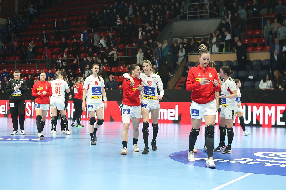 Rukometasice Srbije na utakmici EHF kvalifikacija za Evropsko Prvenstvo protiv Svedske u SC Jezero, Kragujevac 04.03.2026. godine Foto: Ivica Veselinov / MN PRESS RUKOMET, HANDBALL, SRBIJA, SVEDSKA, SWEDEN, EHF