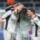 AC Milan's Strahinja Pavlovic, left, celebrates after scoring their side's first goal of the game during the Serie A soccer match between Milan and Torino in Milan, Italy, Saturday, March 21 , 2026. (Spada/LaPresse via AP)