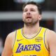 Los Angeles Lakers guard Luka Dončić reacts as time runs out in the second half of an NBA basketball game against the Denver Nuggets Thursday, March 5, 2026, in Denver. (AP Photo/David Zalubowski)