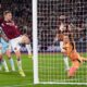 West Ham United's Jarrod Bowen scores during the English FA Cup fifth round soccer match between West Ham United and Brentford in London, Monday March 9, 2026. (John Walton/PA via AP)