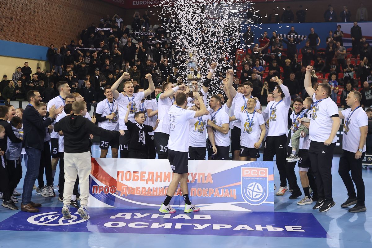 rukometas Partizana na utakmici finala Kupa Srbije protiv Dinama u SC Vozdovac, Beograd 28.03.2026. godine Foto: Ivica Veselinov / MN PRESS RUKOMET, HANDBALL, KUP SRBIJE, NATIONAL CUP, PARTIZAN, DINAMO PANCEVO