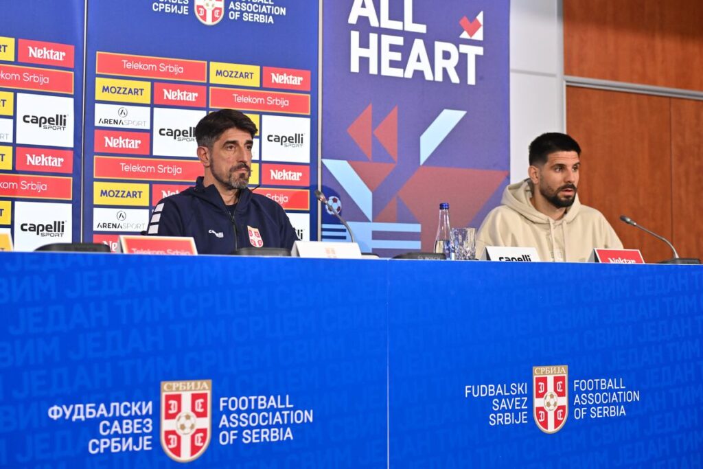 VELJKO PAUNOVIC selektor i trener fudbalera reprezentacije Srbije pres konferencija u sportskom centru FSS, Stara Pazova 30.03.2026. godine Foto: Marko Metlas
Fudbal, Srbija, Pres konferencija