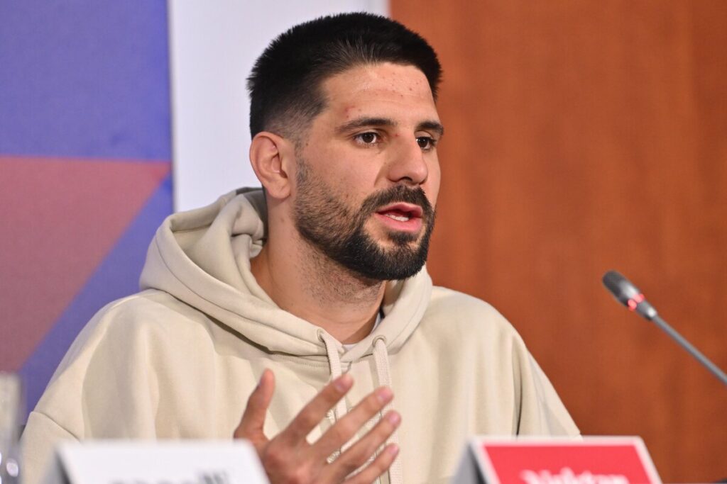 ALEKSANDAR MITROVIC fudbaler reprezentacije Srbije pres konferencija u sportskom centru FSS, Stara Pazova 30.03.2026. godine Foto: Marko Metlas Fudbal, Srbija, Pres konferencija