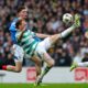 Ranger's Ryan Naderi, left, and Celtic's Liam Scales, right, challenge for the ball during the Scotish Premiership match between Glasgow Rangers and Celtic Glasgow in Glasgow, Scotland, Sunday, March 1, 2026. (Steve Welsh/PA via AP)