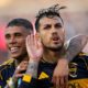 Boca Juniors' Leandro Paredes celebrates scoring from the penalty spot his side's opening goal against River Plate during an Argentine soccer league match in Buenos Aires, Argentina, Sunday, April 19, 2026. (AP Photo/Natacha Pisarenko)