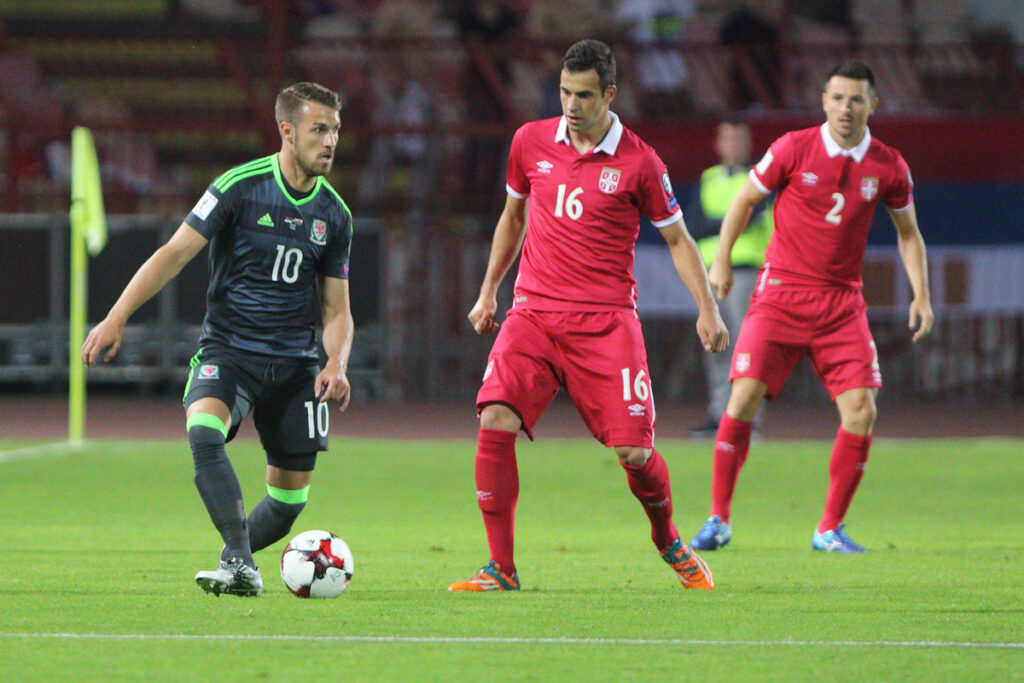AARON RAMSEY Aron Remzi fudbaler reprezentacije Velsa na utakmici kvalifikacija za FIFA Svetsko prvenstvo protiv Srbije na stadionu Crvene zvezde Rajko Mitic, Beograd 11.06.2017. godine Foto: Marko Metlas Fudbal, Reprezentacija, Srbija, Vels, Kvalifikacije za Svetsko prvenstvo