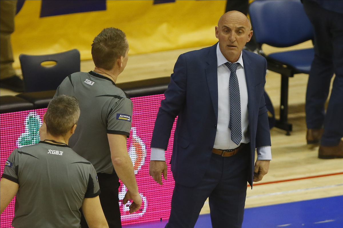 MIHAILO PAVICEVIC trener kosarkasa Mornara na utakmici ABA lige protiv Mega Mocarta u Hali sportova Ranko Zeravica, Beograd 20.03.2022. godine Foto: Ivica Veselinov / MN PRESS KOSARKA, BASKETBALL, ABA LIGA, ABA LEAGUE, MEGA MOZZART, MORNAR BAR