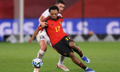 LOIS OPENDA fudbaler reprezentacije Belgije na prijateljskoj utakmici protiv Srbije na stadionu Den Dref, Leuven 15.11.2023. godine Foto: Marko Metlas Fudbal, Reprezentacija, Srbija, Belgija, Prijateljska utakmica
