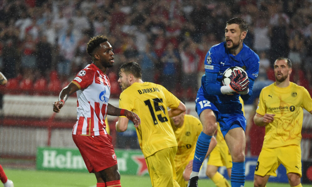 NIKITA HAIKIN golman, fudbaler Bodea, na utakmici kvalifikacija za UEFA Ligu sampiona protiv Crvene zvezde, na stadionu Rajko Mitic. Beograd, 28.08.2024. foto: Nebojsa Parausic Fudbal, Crvena zvezda, Bode Glimt