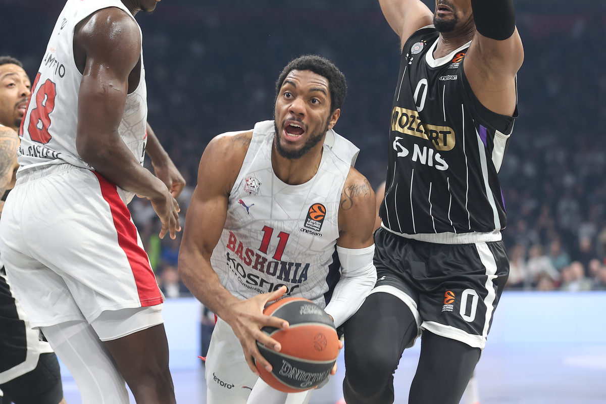 TRENT FORREST Trent Forest kosarkas Baskonije na utakmici Evrolige protiv Partizana u hali Beogradska Arena, Beograd 28.02.2025. godine Foto: Ivica Veselinov / MN PRESS KOSARKA, BASKETBALL, EVROLIGA, EUROLEAGUE, PARTIZAN, BASKONIA, BASKONIJA