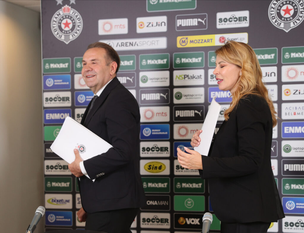 FK Partizan, press konferencija u SC Teleoptik, Zemunelo. RASIM LJAJIC, MILKA FORCAN Beograd, 02.06.2025. foto: MN Press / mr