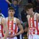 OGNJEN RADOSIC, ALEKSEJ NEDELJKOVIC, LAZAR STOJKOVIC, STEFAN MILJENOVIC, kosarkasi Crvene zvezde, na utakmici polufinala Kupa Koraca protiv Spartaka, u hali Cair. Nis, 20.02.2026. foto: Nebojsa Parausic Kosarka, KRK, Crvena zvezda, Spartak
