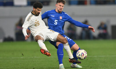 NJEGOS PETROVIC fudbaler reprezentacije Srbije na prijateljskoj utakmici protiv MOHAMMED MAHZARI Mohamed Mahzari iz Saudijske Arabije na stadionu TSC arena, Backa Topola 31.03.2026. godine Foto: Marko Metlas Fudbal, Reprezentacija, Srbija, Saudijska Arabija, Prijateljska utakmica