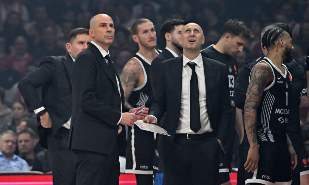 JOAN PENARROYA Djoan Penjaroja trener kosarkasa Partizana na utakmici Evrolige protiv Crvene zvezde u hali Beogradska arena, Beograd 02.04.2026. godine Foto: Marko Metlas Kosarka, Crvena zvezda, Evroliga, Partizan