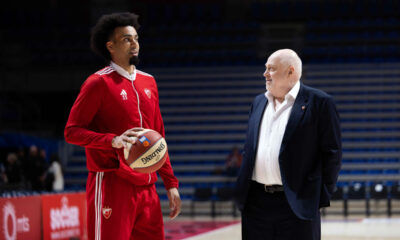 JORDAN NWORA Dzordan Nvora, kosarkas Crvene zvezde, i MILAN MINIC, na utakmici ABA lige protiv Kluza, u hali Aleksandar Nikolic. Beograd, 13.04.2026. foto: MN Press / djk Kosarka, ABA League, Crvena zvezda, Kluz