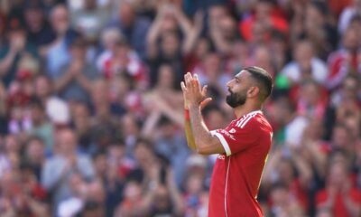 Liverpool's Mohamed Salah leaves the pitch after being substituted during the English Premier League soccer match between Liverpool and Crystal Palace in Liverpool, England, Saturday, April 25, 2026. (AP Photo/Ian Hodgson)