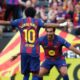 Barcelona's Ferran Torres, right, celebrates after scoring the opening goal with Barcelona's Lamine Yamal during the Spanish La Liga soccer match between Barcelona and Espanyol in Barcelona, Spain, Saturday, April 11, 2026. (AP Photo/Joan Monfort)