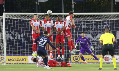 fudbaler Železničara iz Pančeva na utakmici Superlige Srbije protiv Crvene zvezde na stadionu SC Mladost, Pancevo 22.04.2026. godine Foto: Ivica Veselinov / MN PRESS FUDBAL, FOOTBALL, MOZZART SUPERLIGA, PRVENSTVO SRBIJE, NATIONAL CHAMPIONSHIP, CRVENA ZVEZDA, FK ZELEZNICAR PANCEVO