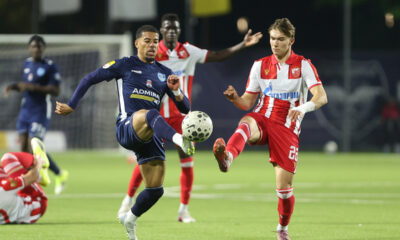 fudbaler Crvene Zvesde na utakmici Mocart Superlige Srbije protiv Zeleznicara na stadionu SC Mladost, Pancevo 22.04.2026. godine Foto: Ivica Veselinov / MN PRESS FUDBAL, FOOTBALL, MOZZART SUPERLIGA, PRVENSTVO SRBIJE, NATIONAL CHAMPIONSHIP, CRVENA ZVEZDA, FK ZELEZNICAR PANCEVO