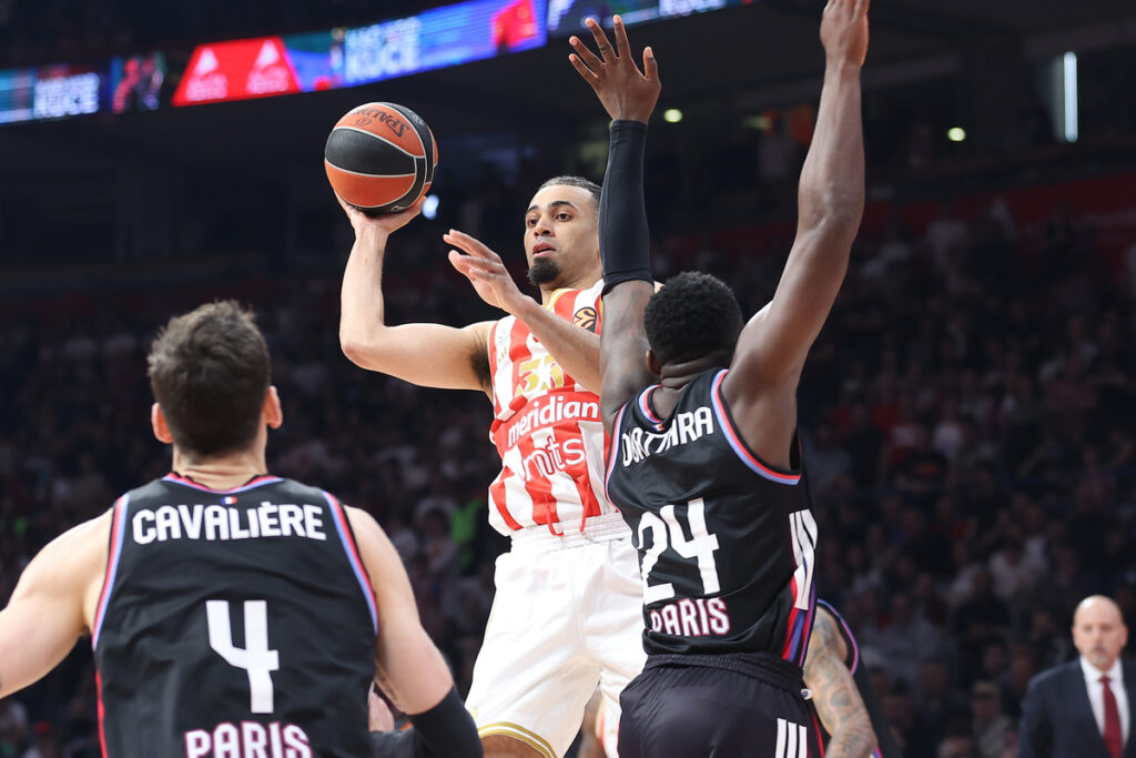 kosarkas Crvene Zvezde na utakmici Evrolige protiv Pariza u hali Beogradska Arena, Beograd 07.04.2026. godine Foto: Ivica Veselinov / MN PRESS KOSARKA, BASKETBALL, EVROLIGA, EUROLEAGUE, CRVENA ZVEZDA, PARIS, PARIZ