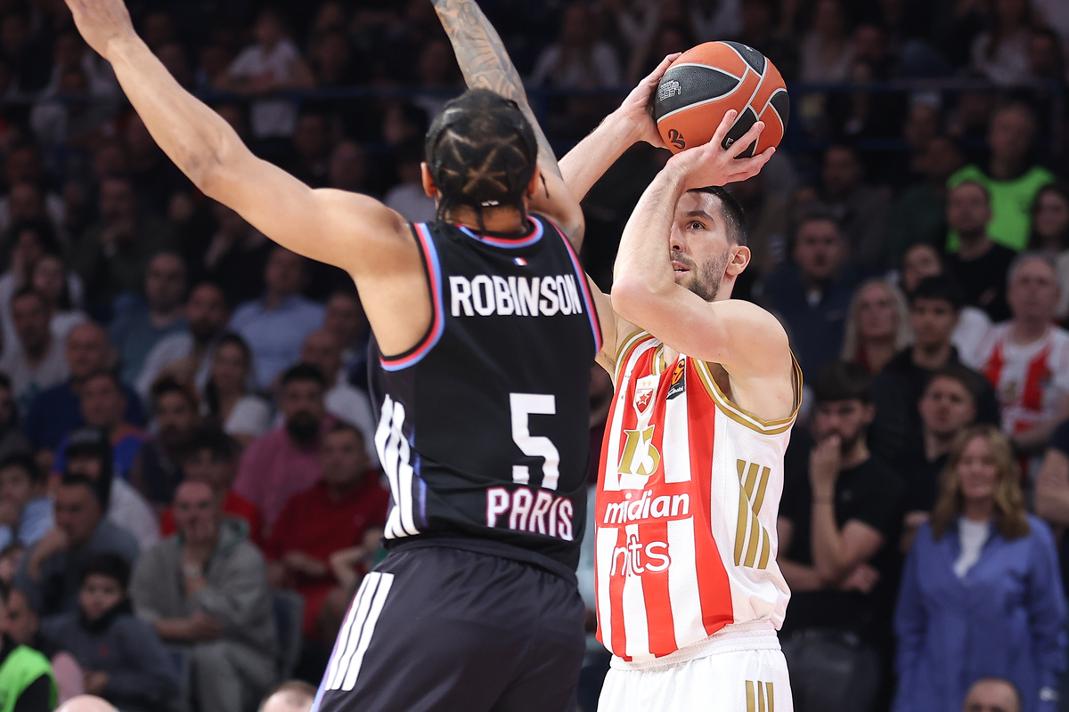 kosarkas Crvene Zvezde na utakmici Evrolige protiv Pariza u hali Beogradska Arena, Beograd 07.04.2026. godine Foto: Ivica Veselinov / MN PRESS KOSARKA, BASKETBALL, EVROLIGA, EUROLEAGUE, CRVENA ZVEZDA, PARIS, PARIZ