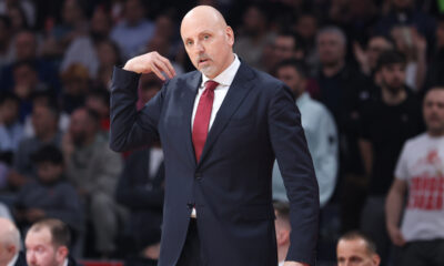 Trener Crvene Zvezde na utakmici Evrolige protiv Pariza u hali Beogradska Arena, Beograd 07.04.2026. godine Foto: Ivica Veselinov / MN PRESS KOSARKA, BASKETBALL, EVROLIGA, EUROLEAGUE, CRVENA ZVEZDA, PARIS, PARIZ