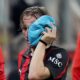 AC Milan's Luka Modric is injured during the Serie A soccer match between AC Milan and Juventus, in Milan, Italy, Sunday, April 26, 2026. (Spada/LaPresse via AP)