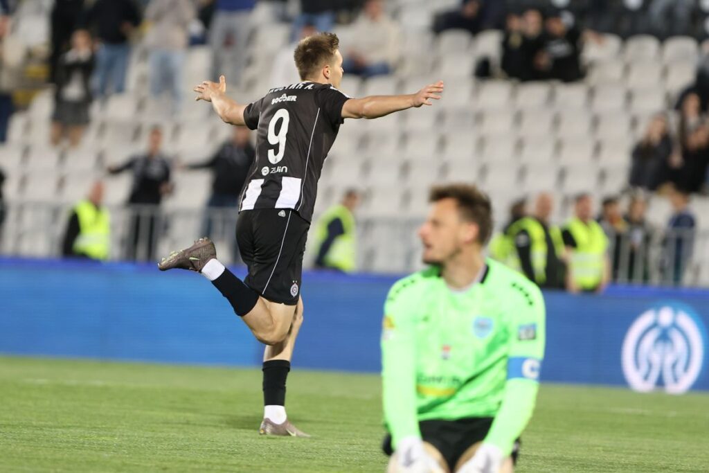 fudbaler Partizana na utakmici Mocart Superlige Srbije protiv Zeleznicara na stadionu Partizana, Beograd 18.04.2026. godine Foto: Ivica Veselinov / MN PRESS FUDBAL, FOOTBALL, MOZZART SUPERLIGA, PRVENSTVO SRBIJE, NATIONAL CHAMPIONSHIP, PARTIZAN, FK ZELEZNICAR PANCEVO
