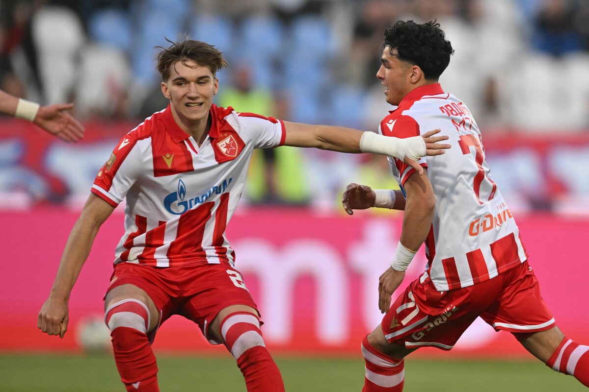 fudbaler Crvene zvezde na utakmici Superlige Prvenstva Srbije protiv Partizana na stadionu Rajka Mitica, Beograd, 26.04.2026. godine Foto: Marko Metlas Fudbal, Crvena zvezda, Superliga Prvenstvo Srbije, Partizan