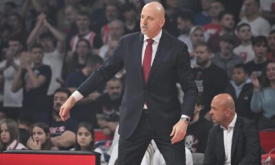 Trener Crvene zvezde na utakmici Evrolige protiv Parizana u hali Beogradska arena, Beograd 02.04.2026. godine Foto: Marko Metlas Kosarka, Crvena zvezda, Evroliga, Partizan