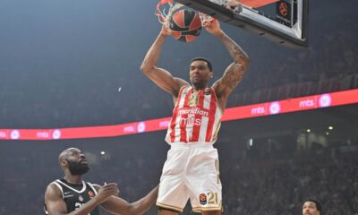 kosarkas Crvene zvezde na utakmici Evrolige protiv Parizana u hali Beogradska arena, Beograd 02.04.2026. godine Foto: Marko Metlas Kosarka, Crvena zvezda, Evroliga, Partizan