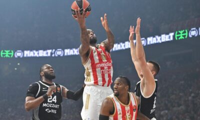 kosarkas Crvene zvezde na utakmici Evrolige protiv Parizana u hali Beogradska arena, Beograd 02.04.2026. godine Foto: Marko Metlas Kosarka, Crvena zvezda, Evroliga, Partizan