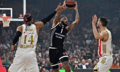 kosarkas Partizana na utakmici Evrolige protiv Crvene zvezde u hali Beogradska arena, Beograd 02.04.2026. godine Foto: Marko Metlas Kosarka, Crvena zvezda, Evroliga, Partizan