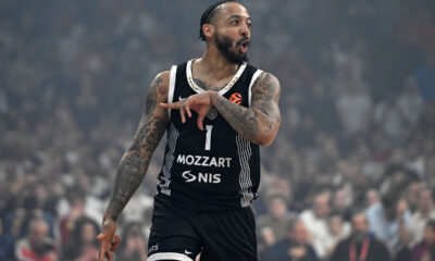 kosarkas Partizana na utakmici Evrolige protiv Crvene zvezde u hali Beogradska arena, Beograd 02.04.2026. godine Foto: Marko Metlas Kosarka, Crvena zvezda, Evroliga, Partizan