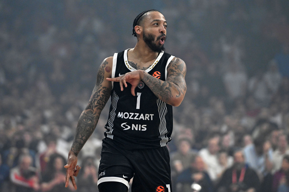 kosarkas Partizana na utakmici Evrolige protiv Crvene zvezde u hali Beogradska arena, Beograd 02.04.2026. godine Foto: Marko Metlas Kosarka, Crvena zvezda, Evroliga, Partizan