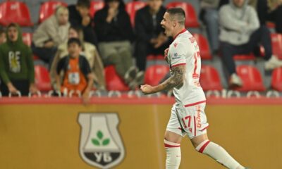 fudbaler Crvene zvezde na utakmici polufinala Kupa Srbije protiv Jedinstva Ub na stadionu Dragan Dzajic, Ub 30.04.2026. godine Foto: Marko Metlas Fudbal, Crvena zvezda, Kup Srbije, Jedinstvo Ub